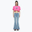 LOW RISE FRINGED FLARED JEANS - BLUE