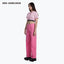 DRAWNWORK HIGH RISE STRAIGHT JEANS - PINK