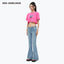 LOW RISE FRINGED FLARED JEANS - BLUE