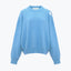 OFF SHOULDER DESTRUCTION WOOL SWEATER - BLUE