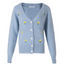 13 De Marzo, 13De Marzo, Floral Embroidered, Cardigan, Haze Blue, Blue