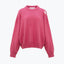 OFF SHOULDER DESTRUCTION WOOL SWEATER - PINK