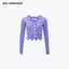 DESTRUCTION LONG SLEEVE CROPPED CARDIGAN - PURPLE