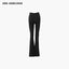 HIGH WAIST FLARED STRETCH SLIM-FIT PANTS - BLACK