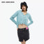 DESTRUCTION LONG SLEEVE CROPPED CARDIGAN - BLUE