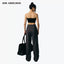 WIDE LEG HIGH WAIST TROUSERS - BLACK