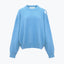 OFF SHOULDER DESTRUCTION WOOL SWEATER - BLUE